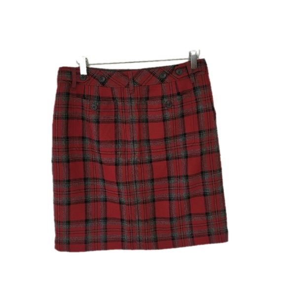 Eddie Bauer Red Plaid Wool Skirt Size 8 - Picture 3 of 9